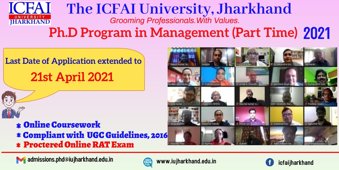 the-icfai-university-jharkhand-phd-part-time-2021